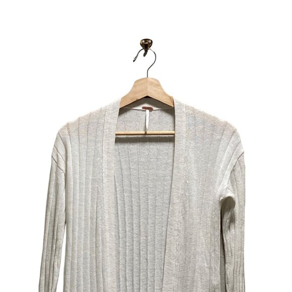 Free People Ribby Rib Maxi Cardigan White Size XS Beach Coastal Minimalist Linen - Picture 6 of 16
